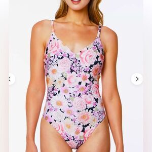 NWT Sanctuary MULTI Petal Pusher High-Leg One-Piece Swimsuit